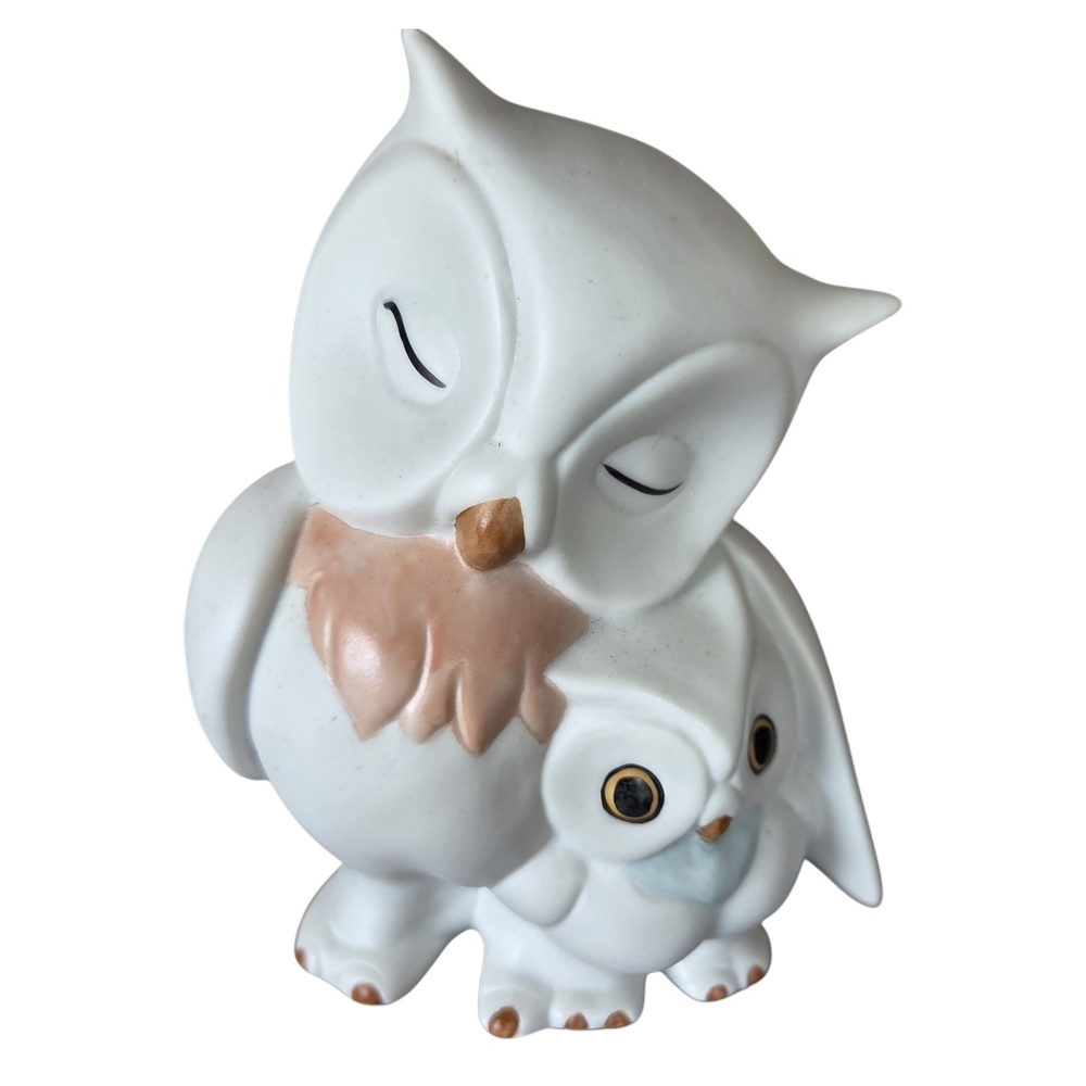 Charming White and Tan Owl Figurine